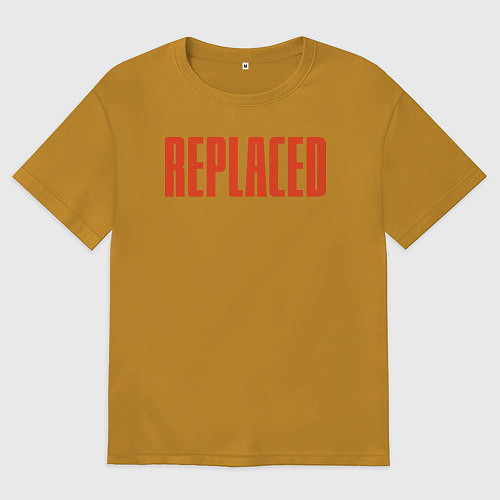 Мужская футболка оверсайз Replaced logo / Горчичный – фото 1
