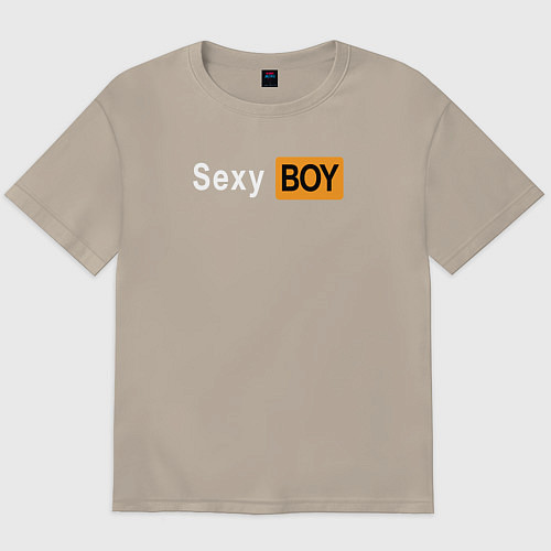 Мужская футболка оверсайз Sexyboy pornhub / Миндальный – фото 1