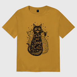 Мужская футболка оверсайз Keep calm and love cats