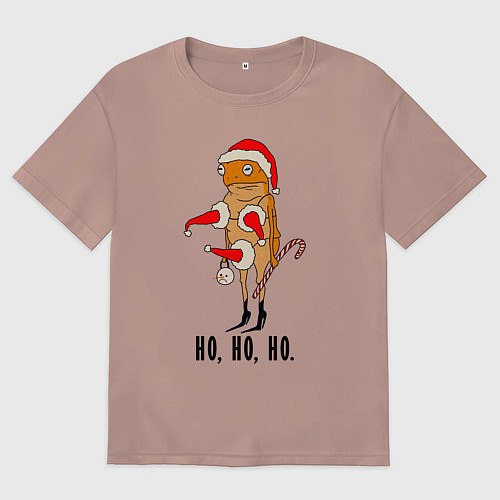 Мужская футболка оверсайз Новогодняя жаба / Пыльно-розовый – фото 1