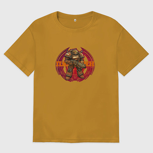 Мужская футболка оверсайз Стальной паладин / Горчичный – фото 1