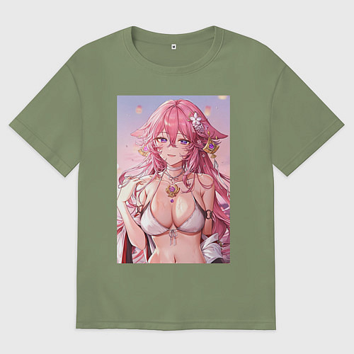 Мужская футболка оверсайз Яэ Мико / Авокадо – фото 1