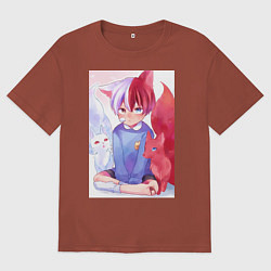 Мужская футболка оверсайз Моя геройская академия Сёто Тодороки лисы