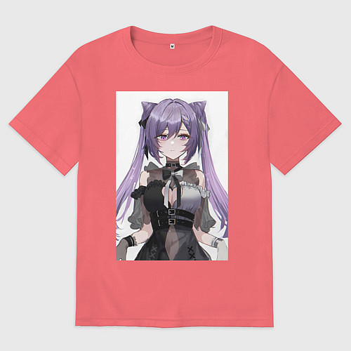 Мужская футболка оверсайз Genshin Impact Кэцин / Коралловый – фото 1