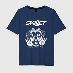 Футболка оверсайз мужская Skillet rock dog, цвет: тёмно-синий