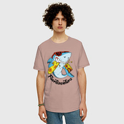 Футболка оверсайз мужская Fuerteventura summer style - shark, цвет: пыльно-розовый — фото 2