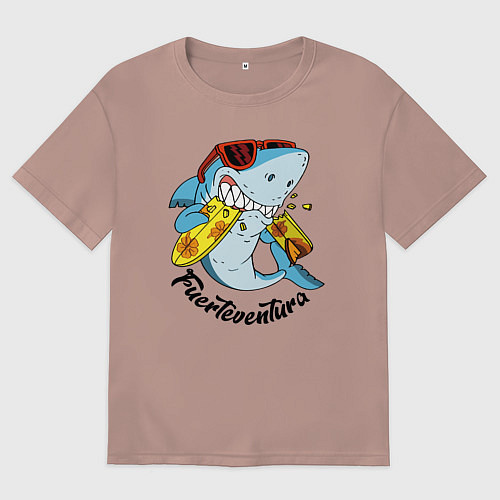 Мужская футболка оверсайз Fuerteventura summer style - shark / Пыльно-розовый – фото 1