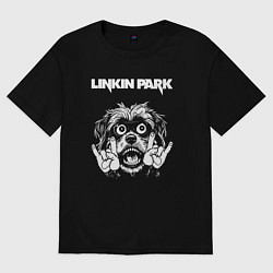 Футболка оверсайз мужская Linkin Park rock dog, цвет: черный