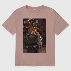 Футболка оверсайз мужская Тыква мистика, цвет: пыльно-розовый