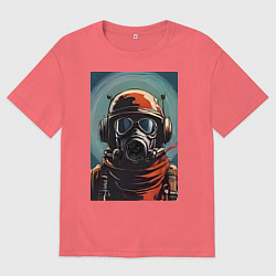 Мужская футболка оверсайз Портрет в противогазе