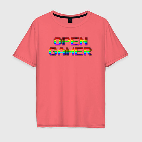 Мужская футболка оверсайз Open gamer logo / Коралловый – фото 1