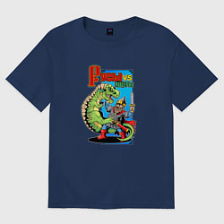 Футболка оверсайз мужская Русы и ящеры, цвет: тёмно-синий