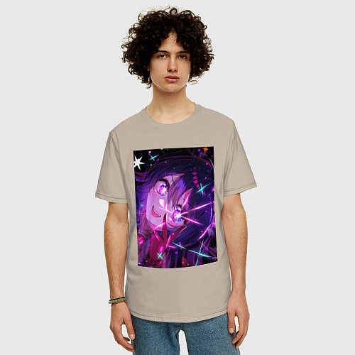 Мужская футболка оверсайз Ребёнок идола Ай Хосино / Миндальный – фото 3