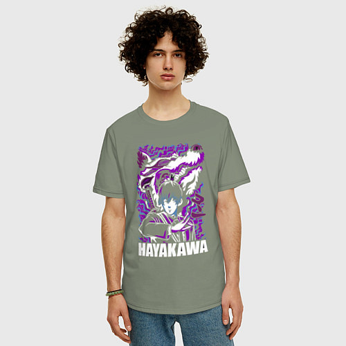 Мужская футболка оверсайз Человек-бензопила Аки Хаякава и демон / Авокадо – фото 3