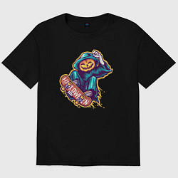 Футболка оверсайз мужская Halloween skater, цвет: черный