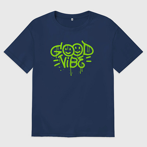 Мужская футболка оверсайз Хорошее настроение / Тёмно-синий – фото 1