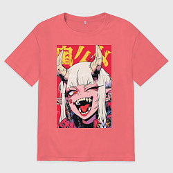 Мужская футболка оверсайз Демоница улыбается