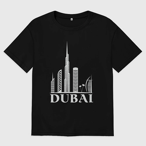 Мужская футболка оверсайз City - Dubai / Черный – фото 1