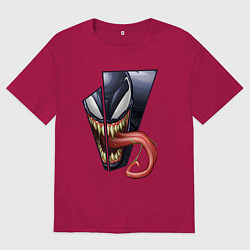 Футболка оверсайз мужская Venom with tongue sticking out, цвет: маджента