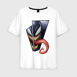 Футболка оверсайз мужская Venom with tongue sticking out, цвет: белый