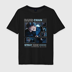 Футболка оверсайз мужская Bang chan stray kids teaser, цвет: черный