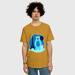 Футболка оверсайз мужская Медведь в Париже, цвет: горчичный — фото 2