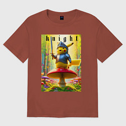 Мужская футболка оверсайз Пикачу - рыцарь на мухоморе