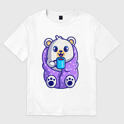 Мужская футболка оверсайз Белый мишка в одеяле