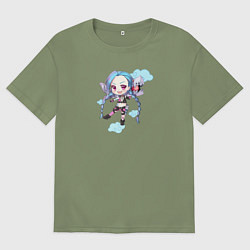 Футболка оверсайз мужская Chibi Jinx, цвет: авокадо