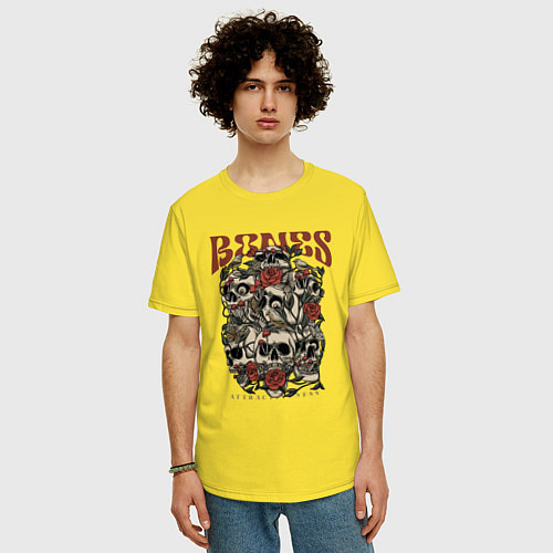 Мужская футболка оверсайз Привлекательные кости / Желтый – фото 3
