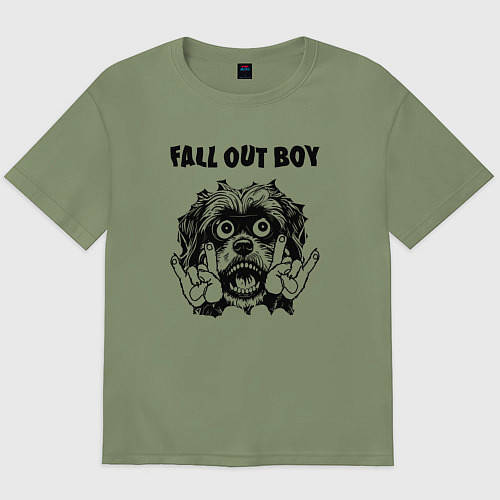 Мужская футболка оверсайз Fall Out Boy - rock dog / Авокадо – фото 1