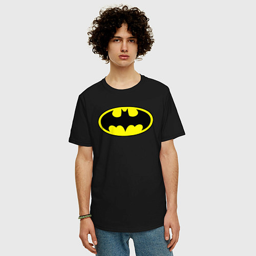 Мужская футболка оверсайз Batman logo / Черный – фото 3