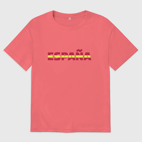 Мужская футболка оверсайз Испания флаг / Коралловый – фото 1