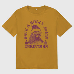 Мужская футболка оверсайз Новогодняя курица в шапке