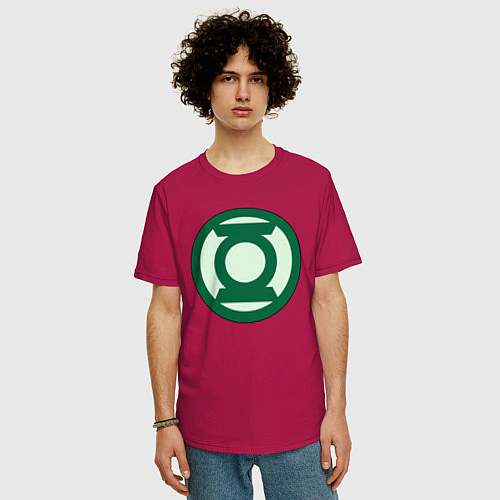 Мужская футболка оверсайз Green lantern logo / Маджента – фото 3