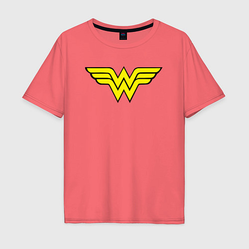 Мужская футболка оверсайз Wonder woman logo / Коралловый – фото 1