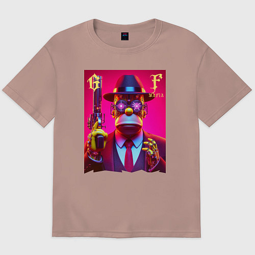 Мужская футболка оверсайз Cyber godfather Homer Simpson - mafia / Пыльно-розовый – фото 1