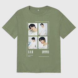 Футболка оверсайз мужская Han stray kids cute, цвет: авокадо