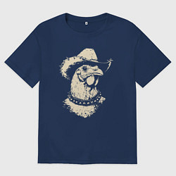 Мужская футболка оверсайз Курица ковбой