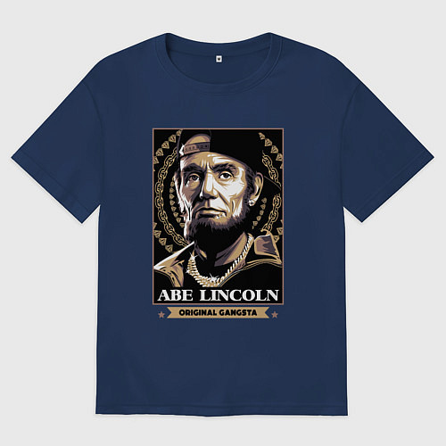 Мужская футболка оверсайз Lincoln gangster / Тёмно-синий – фото 1