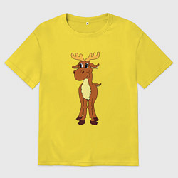 Мужская футболка оверсайз Забавный добрый лось с рогами