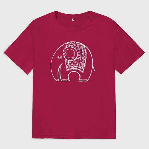 Мужская футболка оверсайз Слонёнок из Индии / Маджента – фото 1