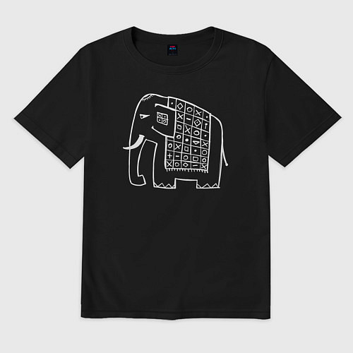 Мужская футболка оверсайз Indian elephant / Черный – фото 1