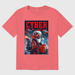 Мужская футболка оверсайз Cyber Santa with a gun - ai art