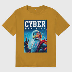 Мужская футболка оверсайз Cyber new year - Santa Claus
