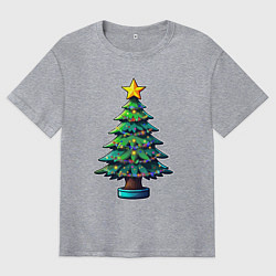 Футболка оверсайз мужская Ёлочка, зажгись, цвет: меланж