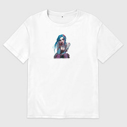 Футболка оверсайз мужская Джинкс из мультфильма Аркейн, цвет: белый