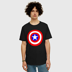 Футболка оверсайз мужская Captain America logo, цвет: черный — фото 2