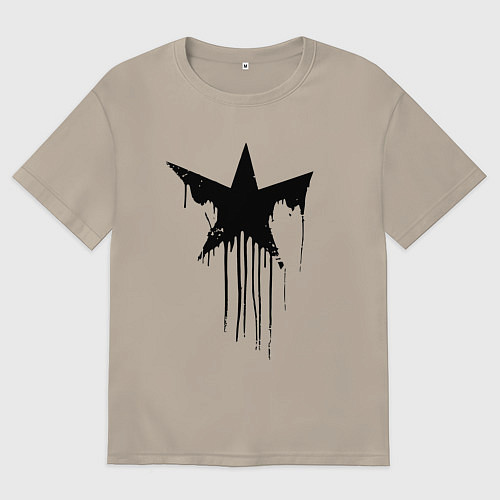 Мужская футболка оверсайз Black blot star - minimalism / Миндальный – фото 1