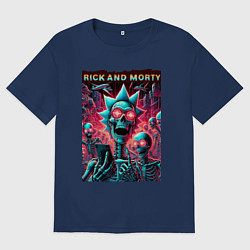 Мужская футболка оверсайз Rick and Morty - neon glow fantasy